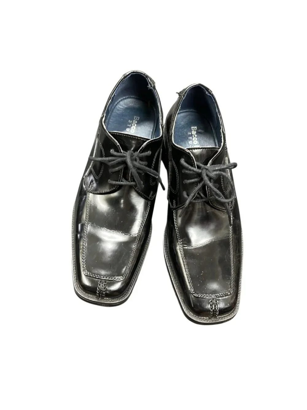Bacco Bucci mens black leather square toe oxford dress shoes sz 9.5 SKU 10-663